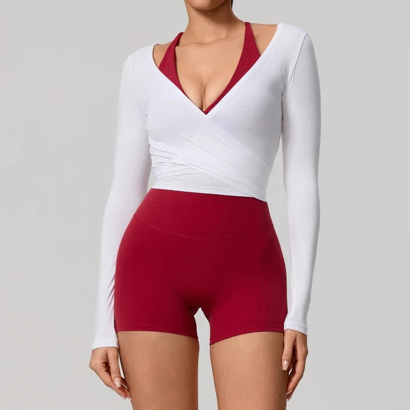 Tie-Waist Yoga Wrap Top