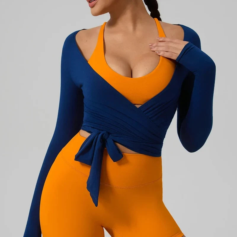 Tie-Waist Yoga Wrap Top
